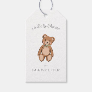Classic Teddy Bear Sage Green Baby Shower Gift Tags