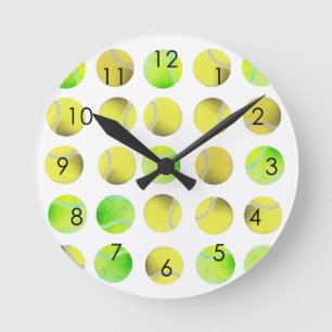 Classic Tennis Ball Pattern Player White Round Clock