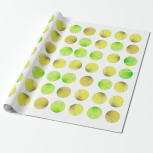 Classic Tennis Ball Pattern Player White Wrapping Paper