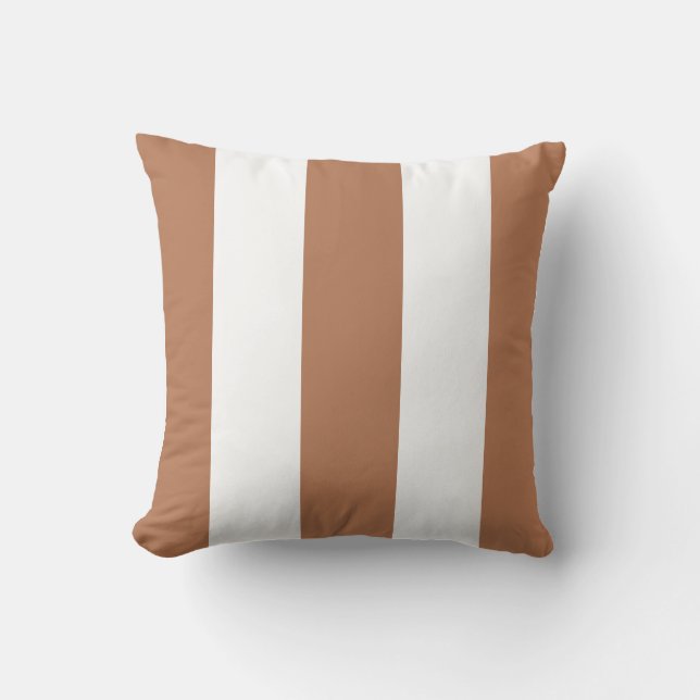 Classic terra cotta white vertical strips cushion (Front)