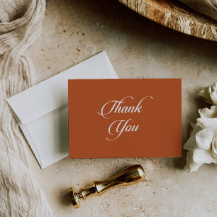 Classic Terracotta Calligraphy Fat Wedding Thank You Card