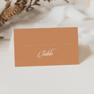 Classic Terracotta Calligraphy Wedding Folded Place Card