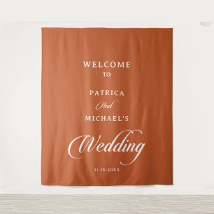 Classic Terracotta Calligraphy Wedding Welcome Tapestry