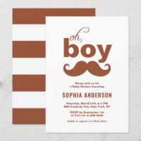 Classic Terracotta It's a Boy Moustache Baby Showe