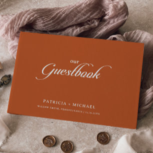 Classic Terracotta Minimal Calligraphy Wedding  Guest Book