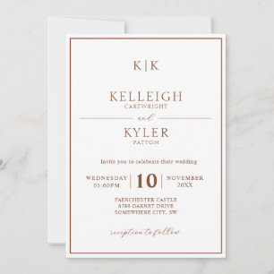 Classic Terracotta Monogram Photo Wedding Invitation