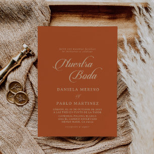 Classic Terracotta Nuestra Boda Wedding Invitation