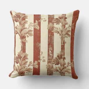 Classic Terracotta Red Toile Floral Cream Cushion