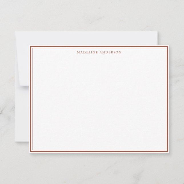 Classic Terracotta Thick and Thin Border Name Card (Front)