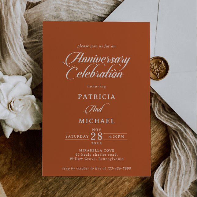 Classic Terracotta Wedding Anniversary Celebration Invitation (Creator Uploaded)