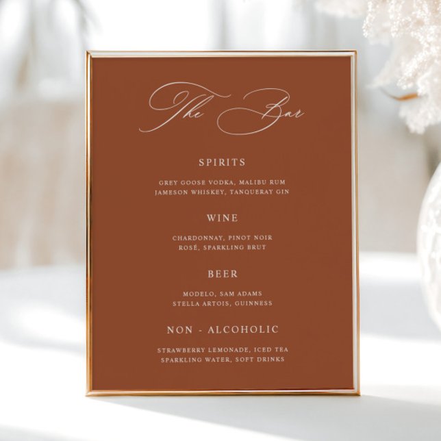 Classic Terracotta Wedding Bar Menu  Poster (Creator Uploaded)