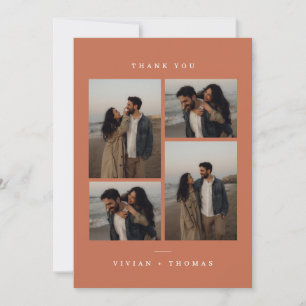 Classic Terracotta Wedding Photo Collage Thank You Card