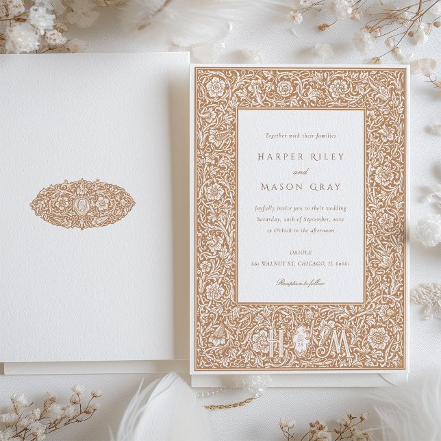 Classic Terracotta William Morris Inspired Wedding Invitation (Creator Uploaded)