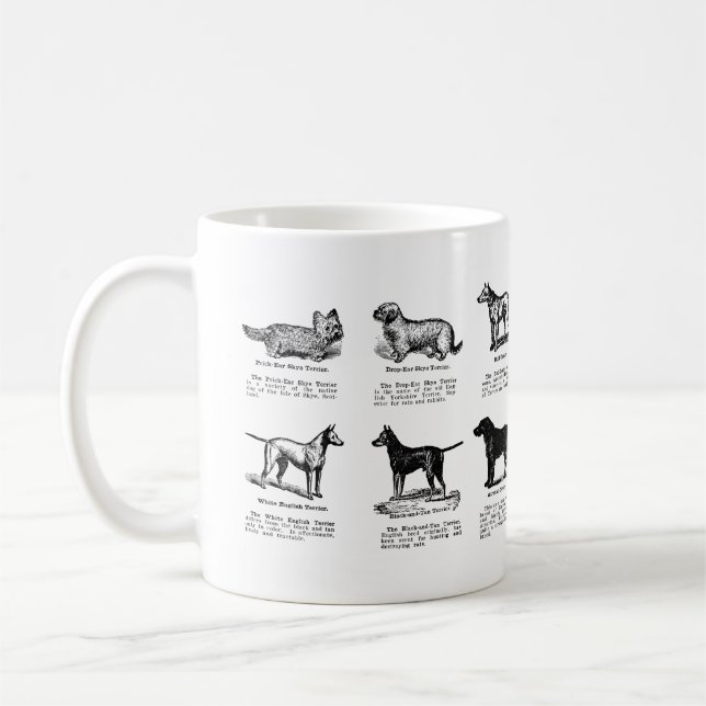 CLASSIC TERRIER DOG BREEDS COFFEE MUG (Left)