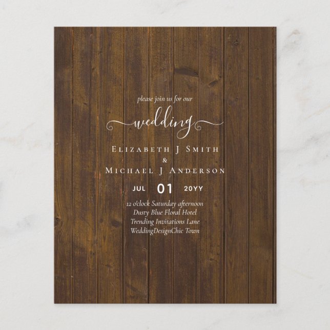 Classic TEXT ONLY Minimalist BUDGET WEDDING Flyer (Front)