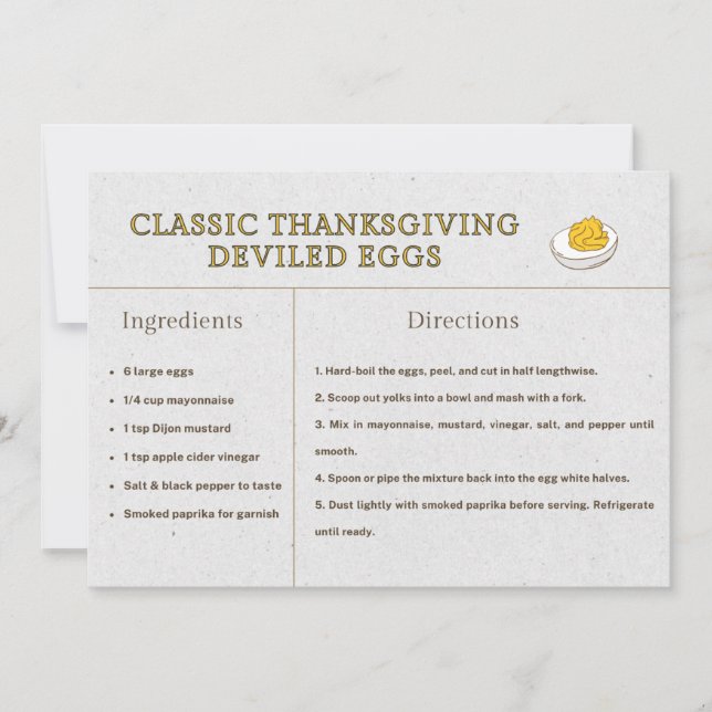 Classic Thanksgiving Deviled Eggs Recipe Postcard (Front)