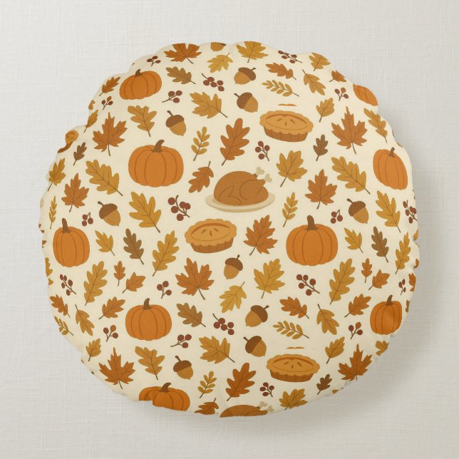 Classic Thanksgiving patterned  Round Cushion (Front)