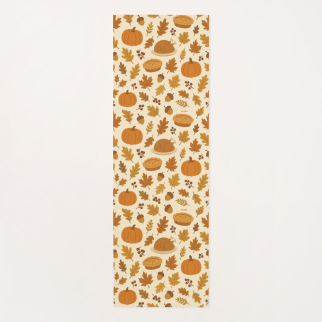 Classic Thanksgiving patterned  Yoga Mat (Front)