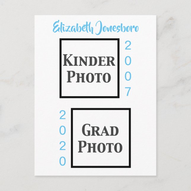 Classic Then and Now Graduation Announcement Photo Postcard (Front)