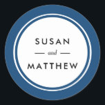 Classic Thick Border Navy Blue Personalised Round Sticker<br><div class="desc">A simple yet classic personalised envelope seal or favour sticker.   Add your information using the template form.</div>