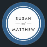 Classic Thick Border Navy Blue Personalised Round Sticker<br><div class="desc">A simple yet classic personalised envelope seal or favour sticker.   Add your information using the template form.</div>