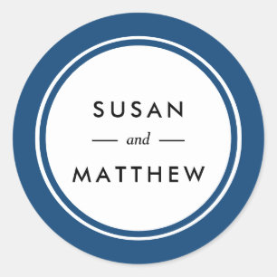 Classic Thick Border Navy Blue Personalised Round Sticker