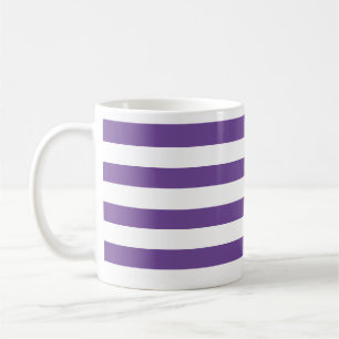 Classic Thick Purple and White Horizontal Striped Coffee Mug