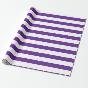 Classic Thick Purple and White Horizontal Stripes Wrapping Paper