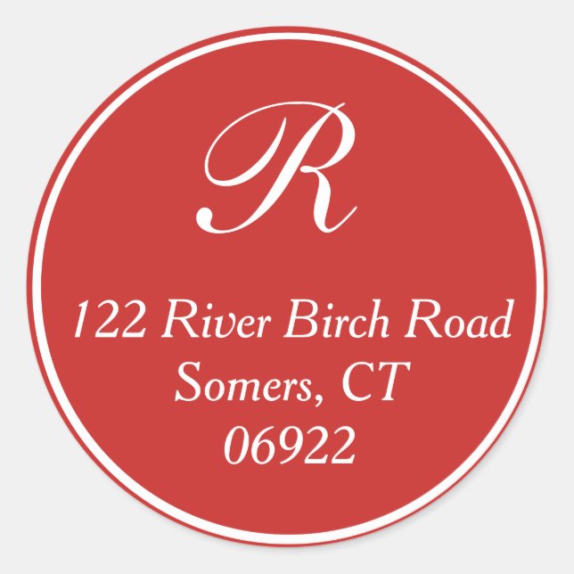 Classic Thin Border Monogram Address Seal in Red (Front)
