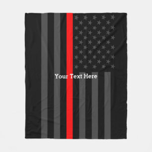 Classic Thin Red Line Personalised Black US Flag Fleece Blanket