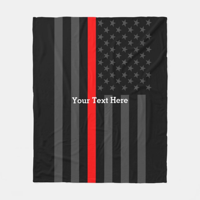 Classic Thin Red Line Personalised Black US Flag Fleece Blanket (Front)