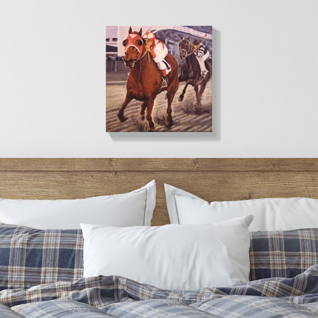 Classic Thoroughbred, Victorious Canvas Print (Insitu(Bedroom))