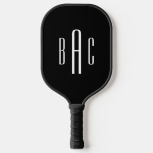 Classic Three Letter Elegant Monogram Pickleball Paddle