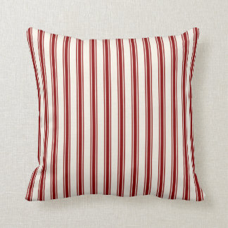 Classic Ticking Stripe Pattern Red and Cream Cushion
