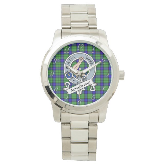 Classic Timeless Clan Armstrong Badge Tartan Plaid Watch (Front)