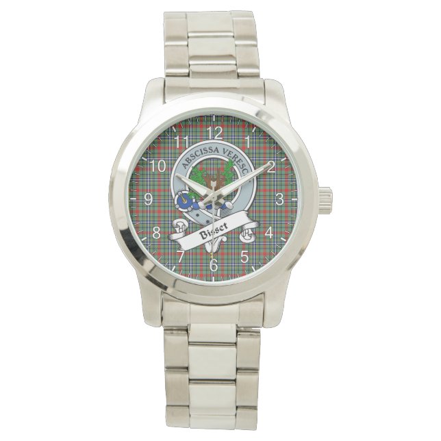 Classic Timeless Clan Bisset Pattern Badge Tartan Watch (Front)