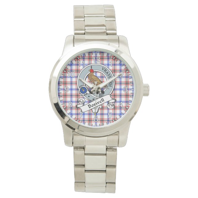 Classic Timeless Clan Boswell Modern Badge Tartan  Watch (Front)