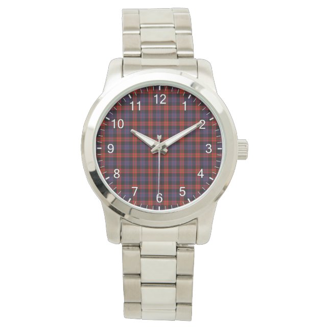 Classic Timeless Clan Broun Tartan Plaid Gift Watch (Front)