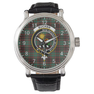 Classic Timeless Clan Buchan Ancient Tartan Badge Watch