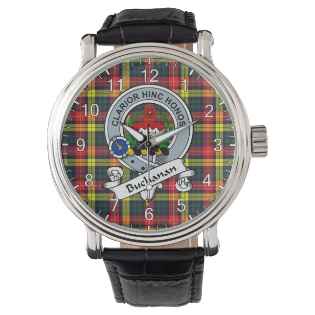 Classic Timeless Clan Buchanan Modern Badge Tartan Watch (Front)