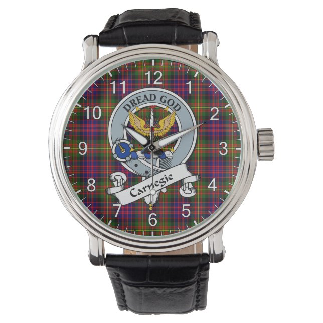Classic Timeless Clan Carnegie Modern Badge Tartan Watch (Front)