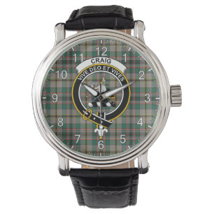 Classic Timeless Clan Craig Ancient Tartan Badge  Watch