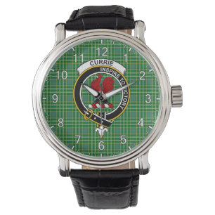Classic Timeless Clan Currie Tartan Badge Plaid Watch