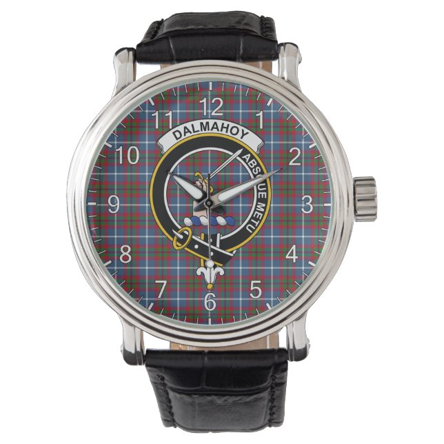 Classic Timeless Clan Dalmahoy Tartan Badge Plaid  Watch (Front)