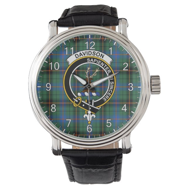 Classic Timeless Clan Davidson Ancient Tartan Badg Watch (Front)