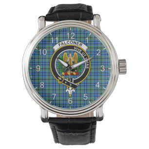 Classic Timeless Clan Falconer Tartan Badge Plaid  Watch