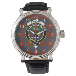 Classic Timeless Clan Fraser Ancient Tartan Badge  Watch