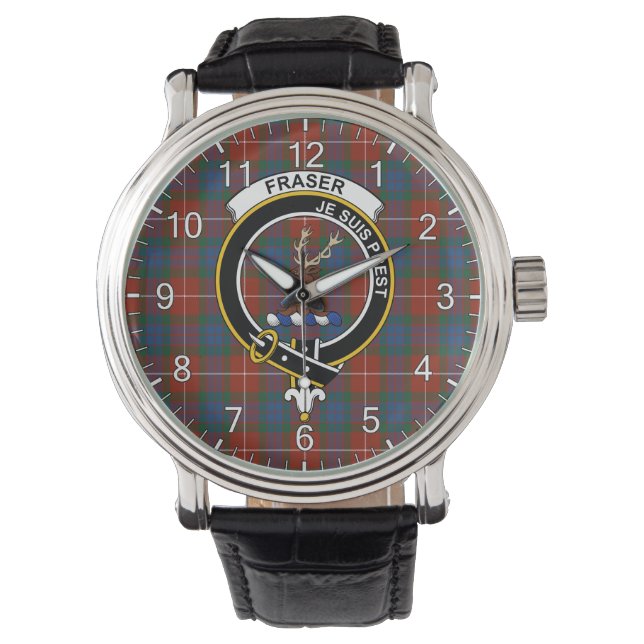 Classic Timeless Clan Fraser Ancient Tartan Badge  Watch (Front)