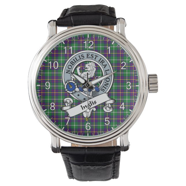 Classic Timeless Clan Inglis Modern Badge Tartan Watch (Front)