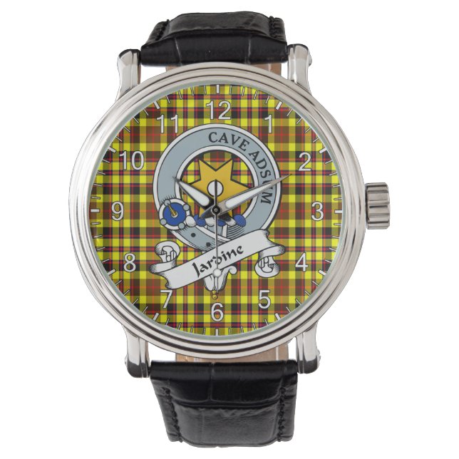 Classic Timeless Clan Jardine Yellow Badge Tartan  Watch (Front)